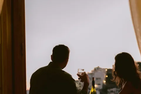 Couple enjoying sunset together